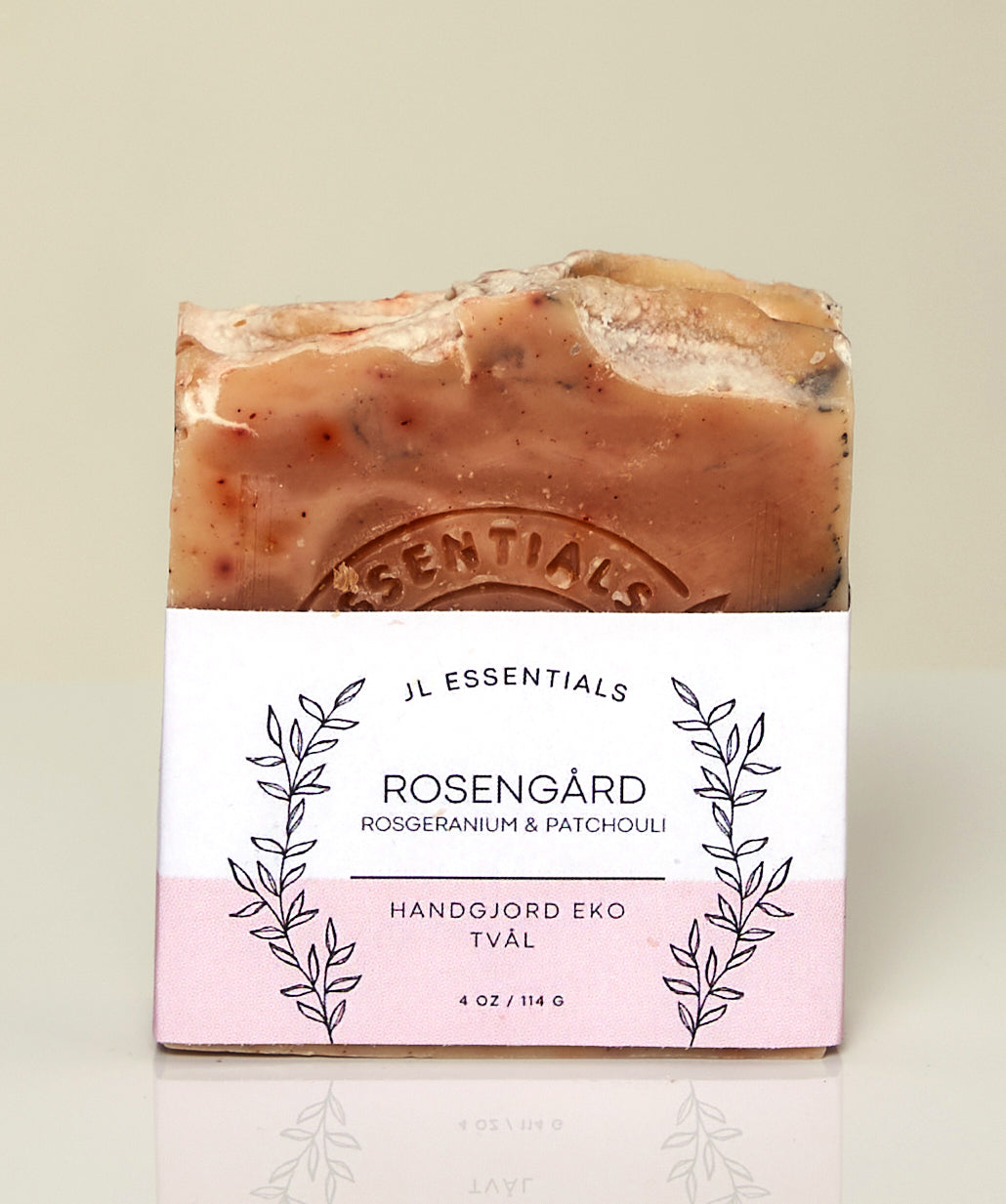 Handgjord Ekologisk Tvål - 'Rosengård' - Rosgeranium & Patchouli