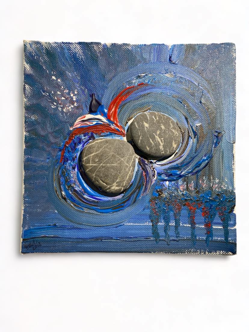 Tavla akryl med stenar