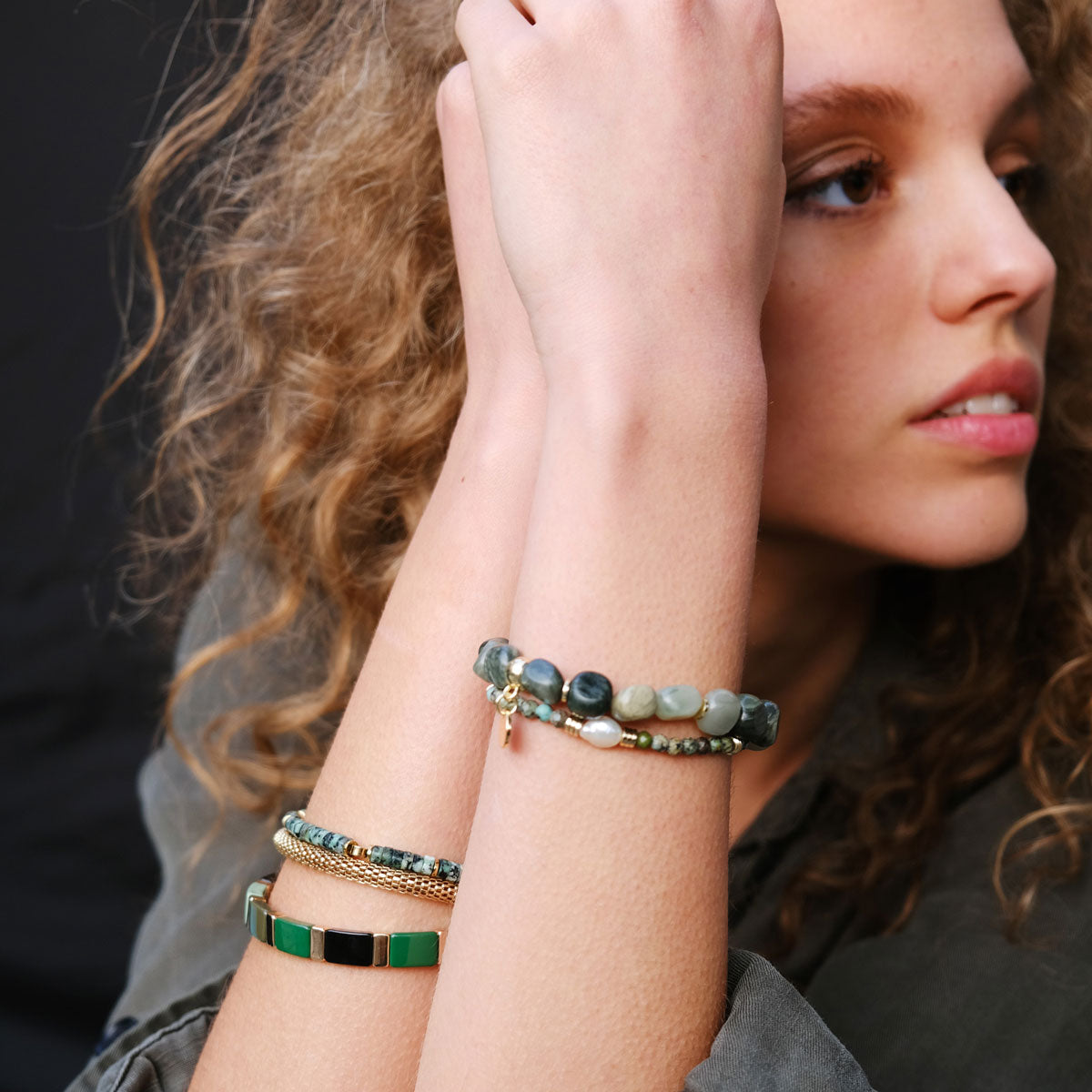 Armband med gröna stenar, 'Wild Nature', A&C Oslo