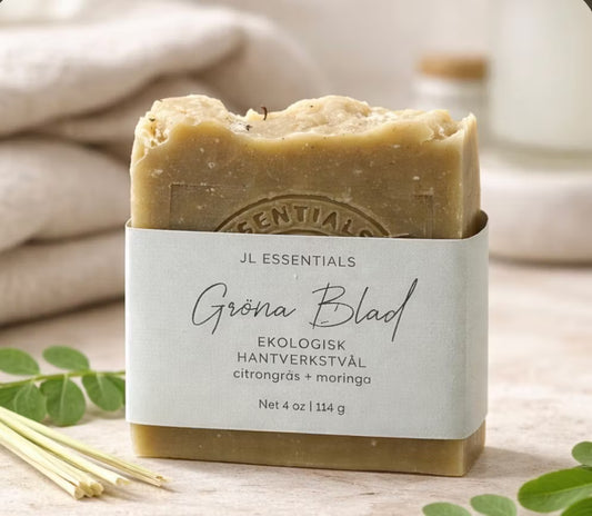 Handgjord Ekologisk Tvål - 'Gröna Blad' - Citrongräs & Moringa