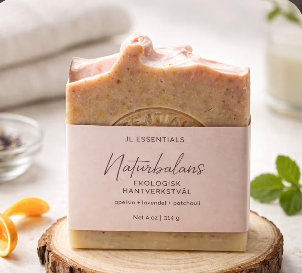 Handgjord Ekologisk Tvål - 'Naturbalans' - Lavendel, Apelsin och Patchouli
