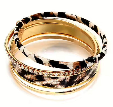 Eleganta armband med leopardmönster och strass