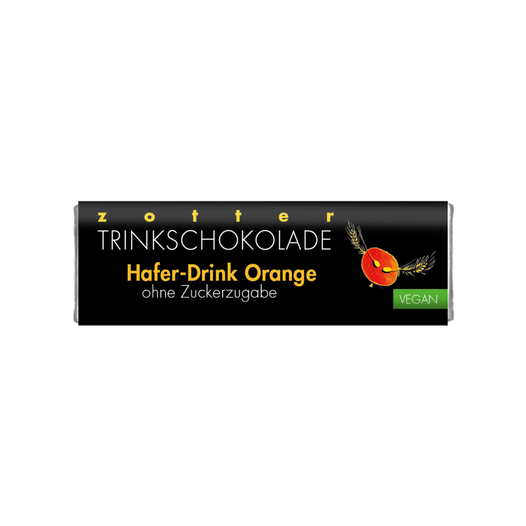 Drickchoklad från Zotter; Havredryck och Apelsin  22g (Vegansk, Osötad)