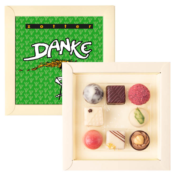 Pralinask, Danke/Tack, 8 handgjorda praliner, 52g (Vegansk)
