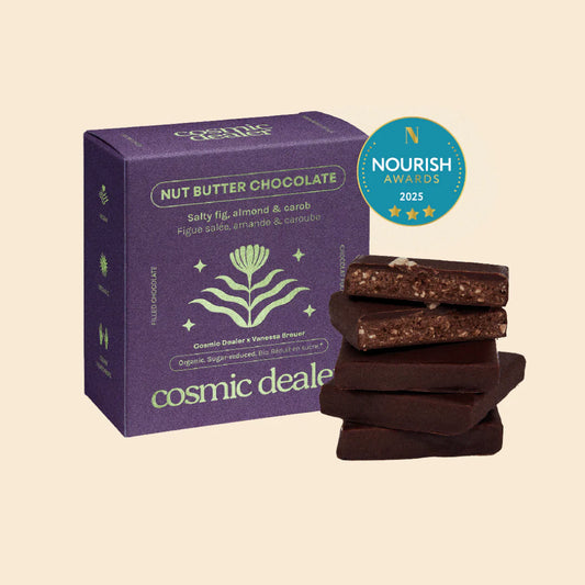 Nötsmörschoklad - Ask med 4st, Salta Fikon & Rostade Mandlar