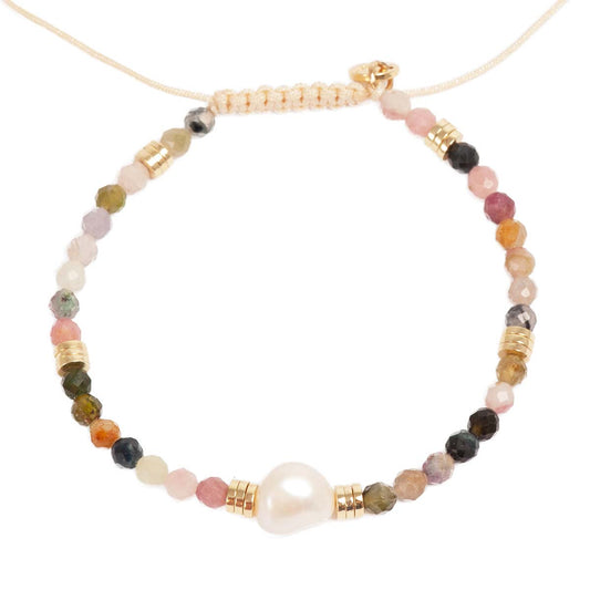 Armband med Turmalin i olika färger och Sötvattenpärla, A & C Oslo