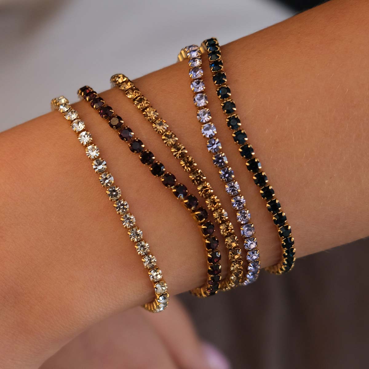Strassarmband 'Champagne', Guld, A&C Oslo