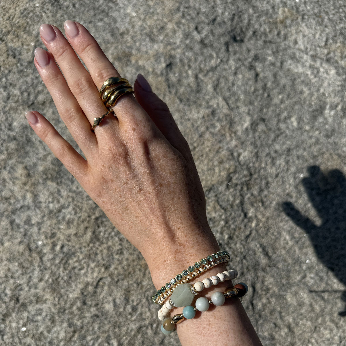 Armband, 'Friendship', gröna stenar, A&C Oslo