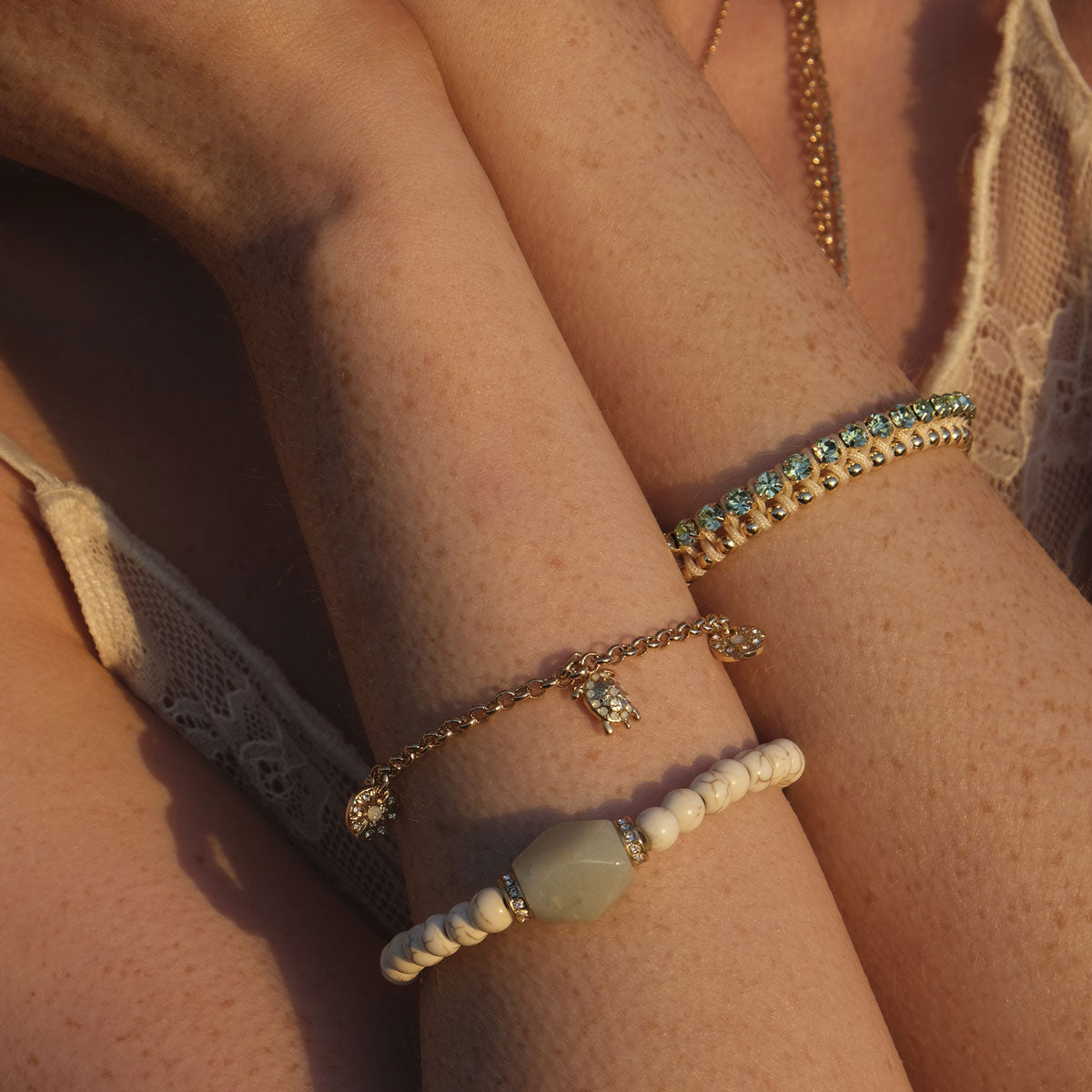 Armband, 'Friendship', gröna stenar, A&C Oslo